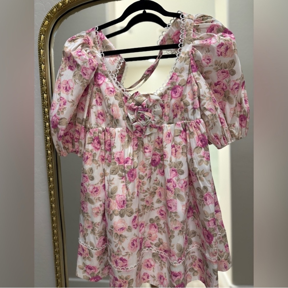 For Love And Lemons Pink Floral Dress